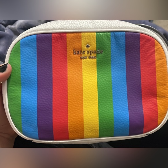 kate spade Handbags - Kate Spade Kourtney Rainbow Stripe Camera Bag, NWOT, 5.3"h x 8.07"w x 2.36"d